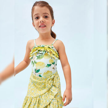 Girls Aqua Lemon Swimsuit