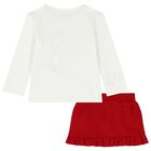 Younger Girls White & Red Skirt Set, 1, hi-res