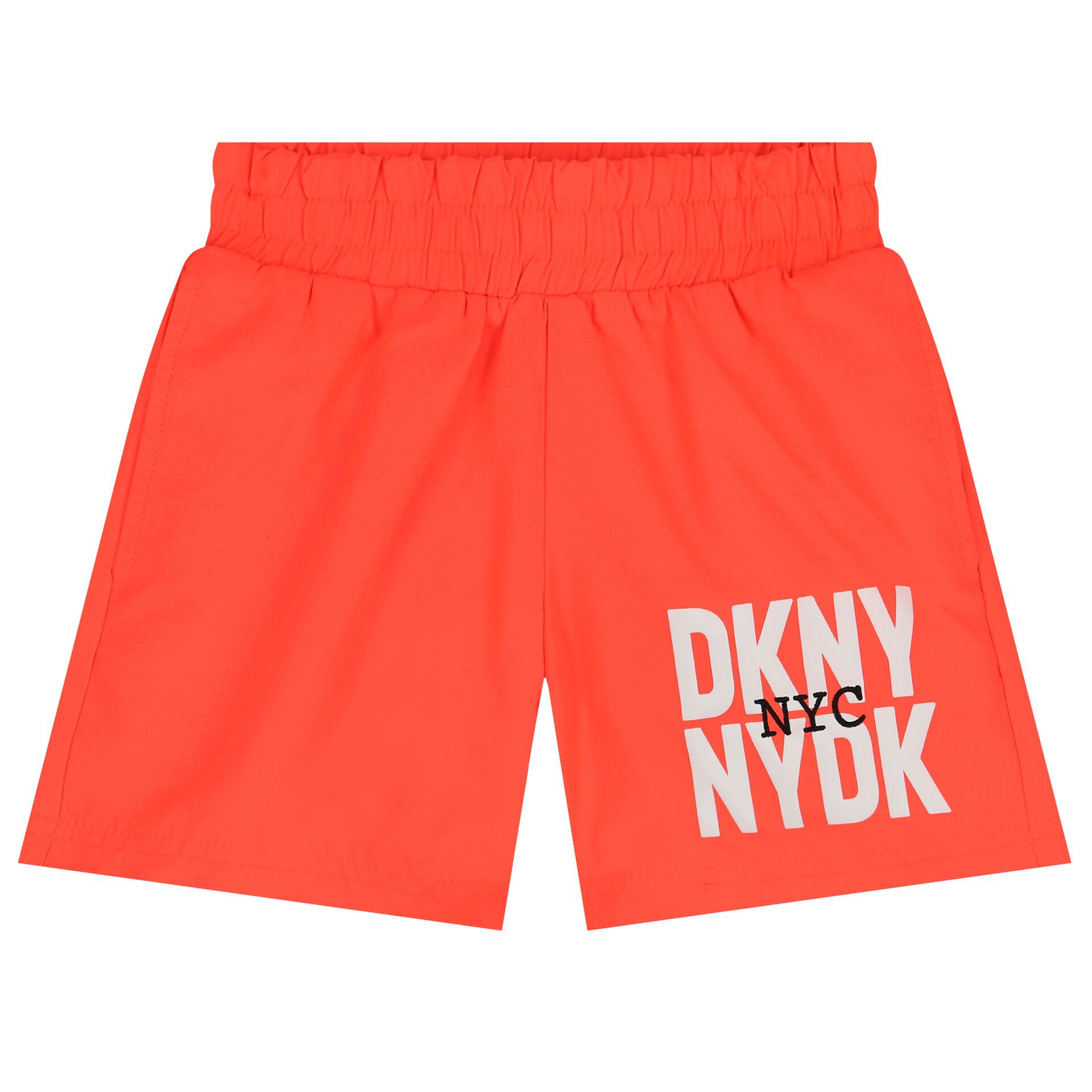 Neon orange swim shorts on sale