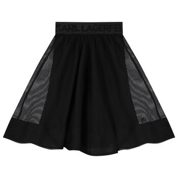 Girls Black Logo Organza Skirt