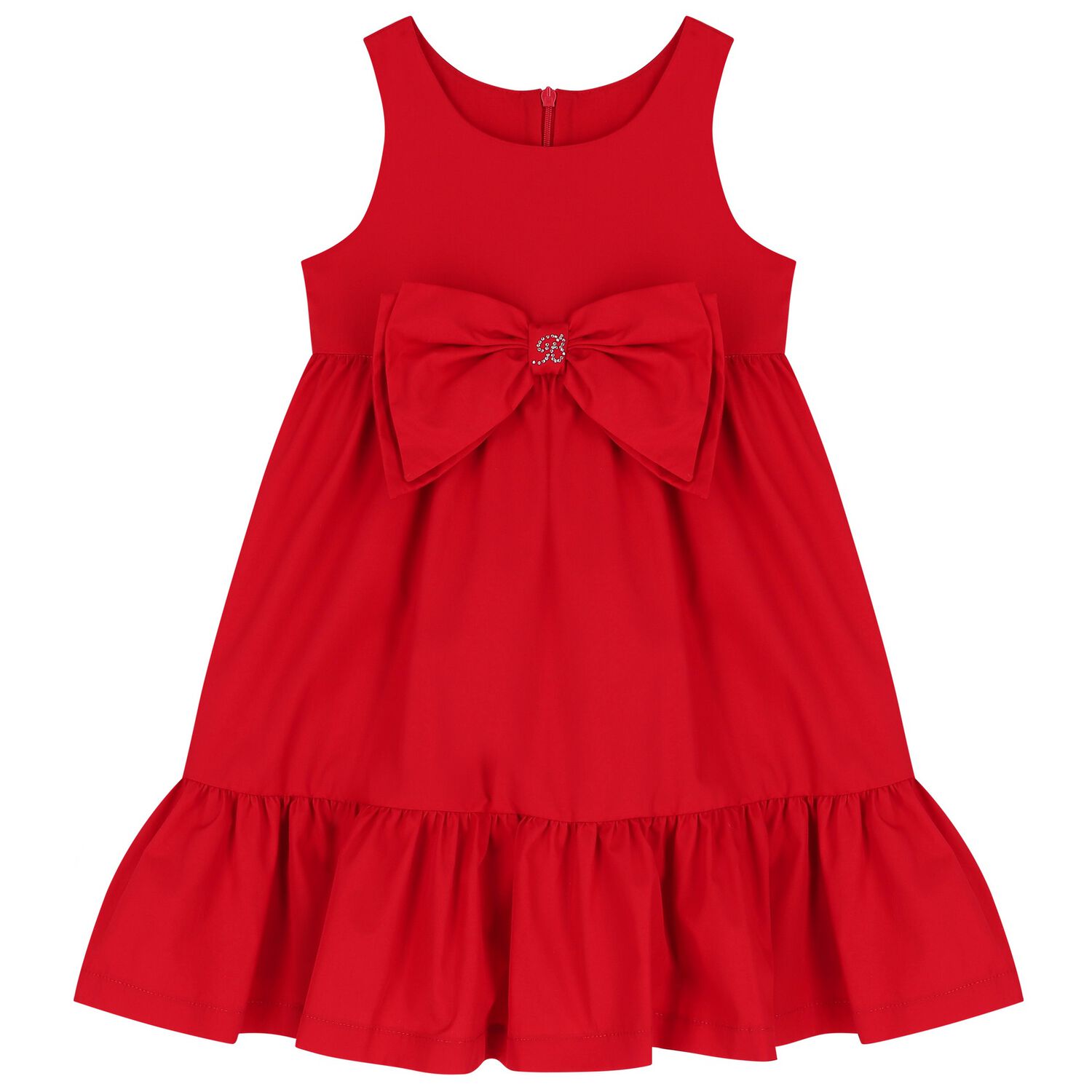 Girls Red Logo Bow Dress, 1, hi-res