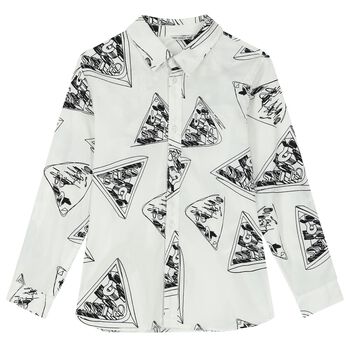 قميص أولاد بالشعار باللون الأبيض