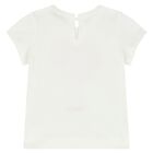 Younger Girls Ivory Diamante Logo T-Shirt, 1, hi-res