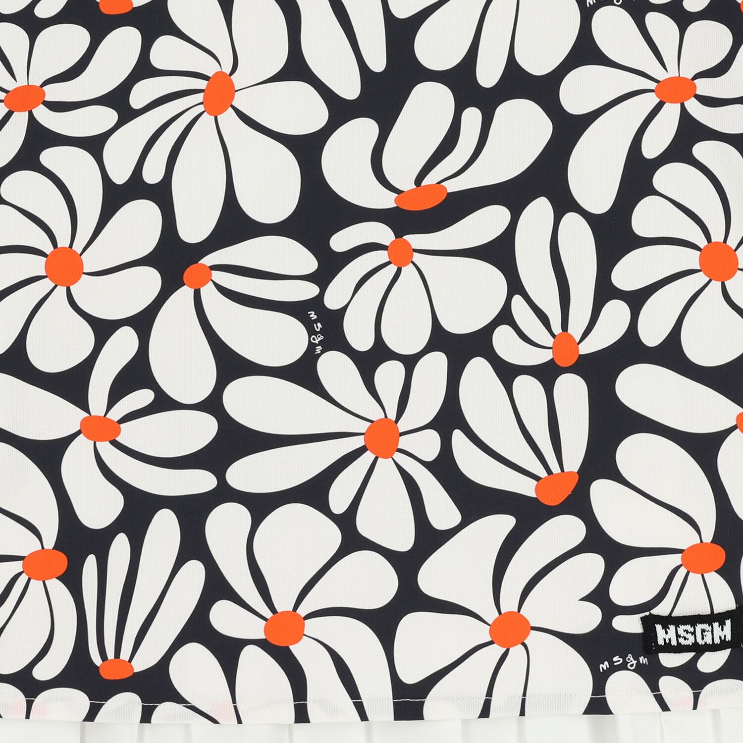 Girls White & Black Floral Canvas Dress, 1, hi-res