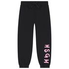 Girls Black & Pink Logo Joggers, 4, hi-res