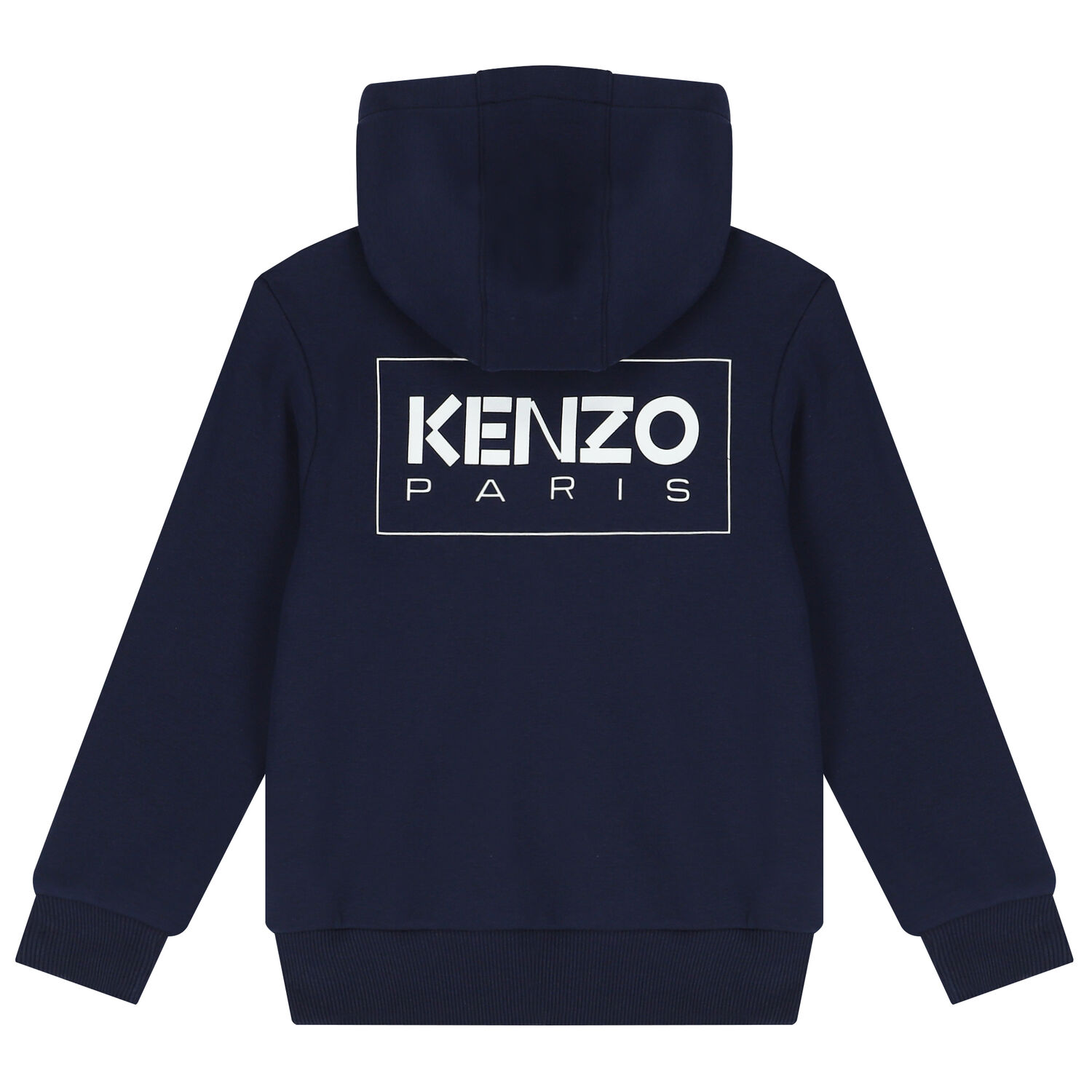 Boys Navy Blue Logo Hooded Zip Up Top, 1, hi-res