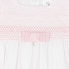 Baby Girls White & Pink Lace Romper, 1, hi-res