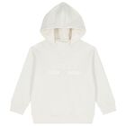Boys Ivory Logo Hooded Top, 1, hi-res