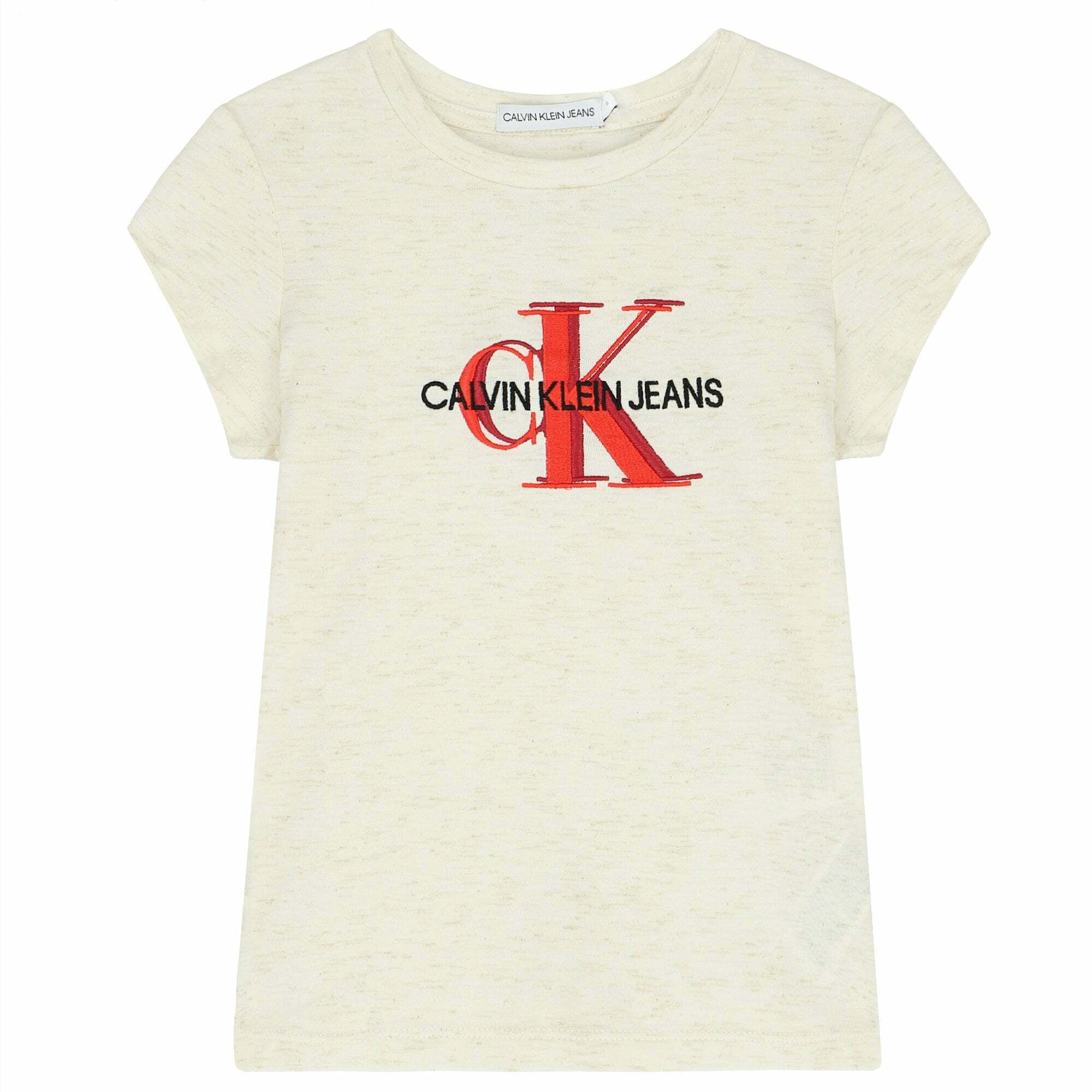 Calvin Klein Girls Ivory Logo T Shirt Junior Couture UAE