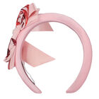 Girls Pink Floral Bow Headband, 3, hi-res