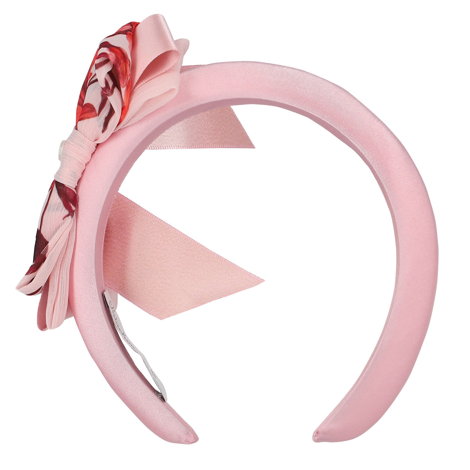 Girls Pink Floral Bow Headband, 3, hi-res image number null