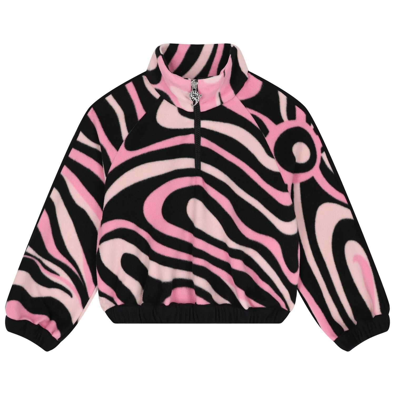 Girls Pink & Black Vortice Zip Up Top , 1, hi-res