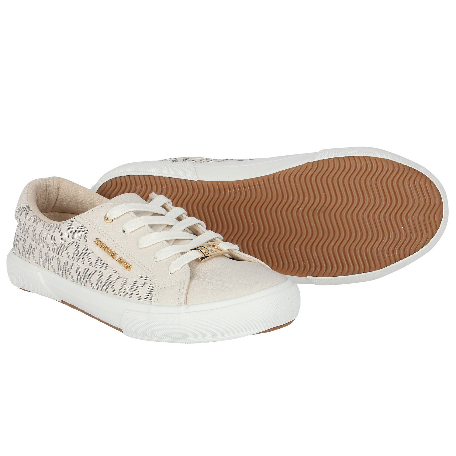 حذاء رياضي بالشعار باللون العاجي للبنات, 1, hi-res