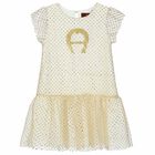 Girls Gold Tulle Dress, 1, hi-res