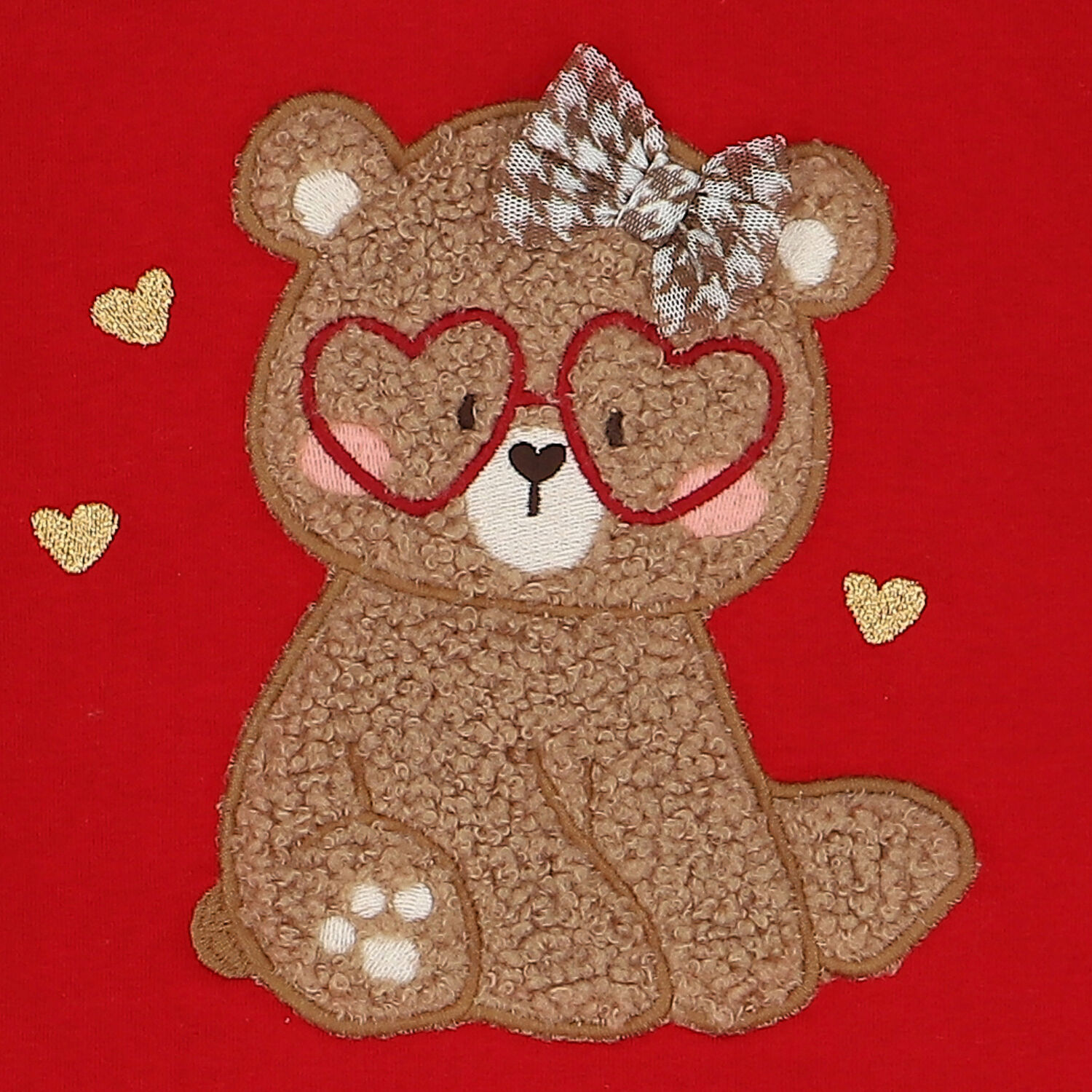 Younger Girls Red Teddy Bear Dress, 1, hi-res image number null