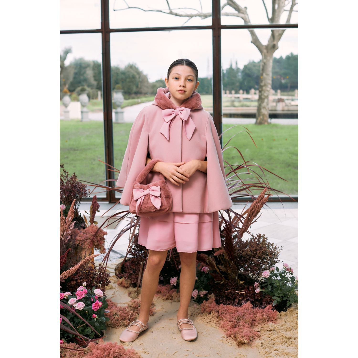 Girls Pink Faux Fur Handbag, 1, hi-res