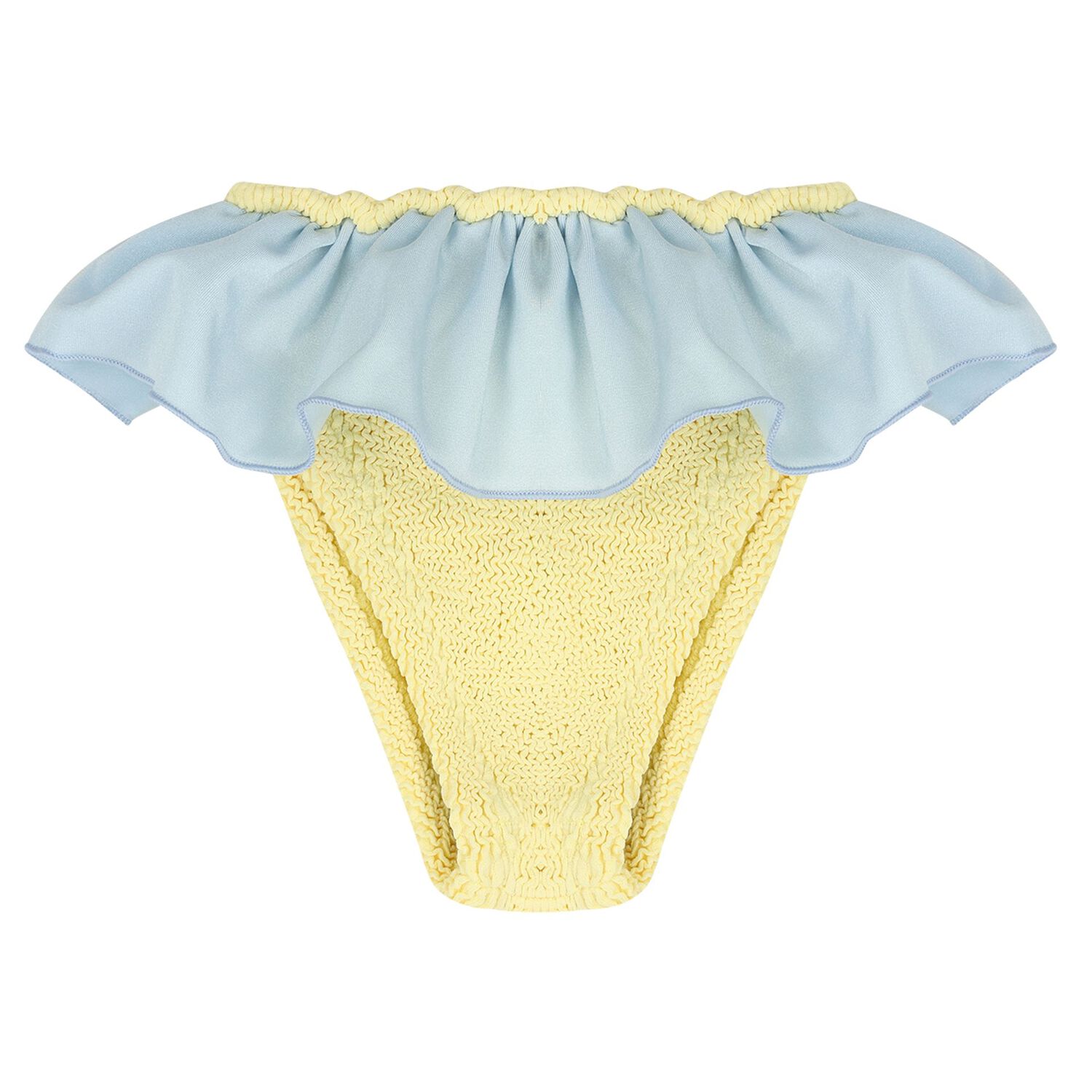Girls Yellow & Blue Crinkle Bikini , 3, hi-res