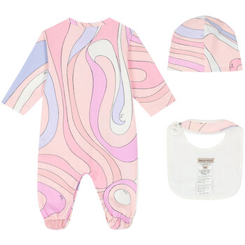 Baby Girls Pink Marmo Babygrow Gift Set