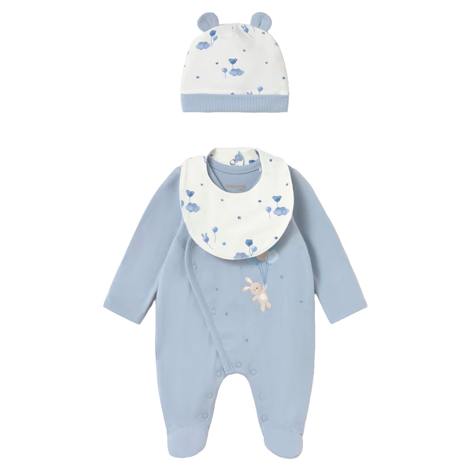 Baby Girls White & Blue Balloon Babygrow Gift Set, 2, hi-res