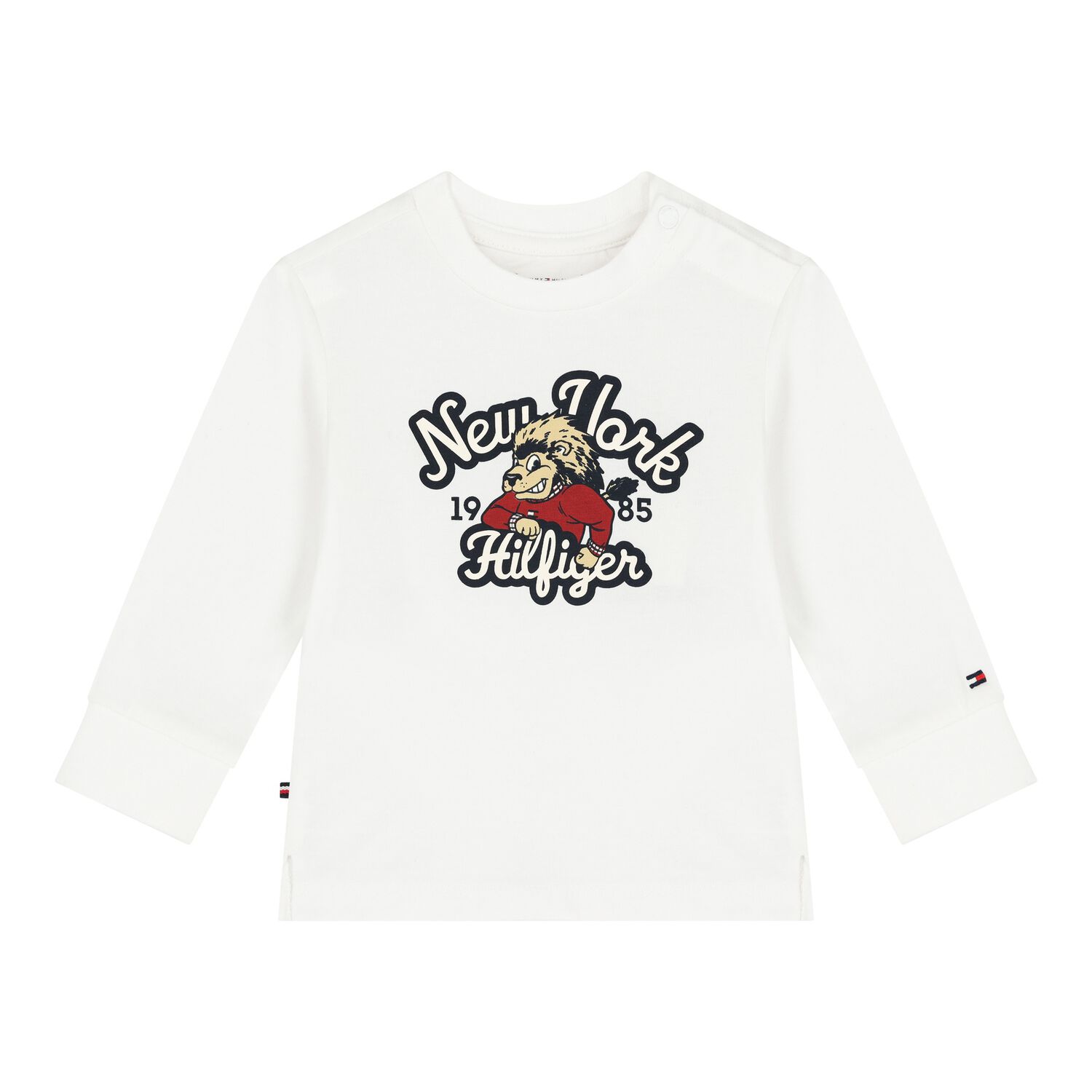 Younger Boys White Logo Long Sleeve Top, 2, hi-res image number null