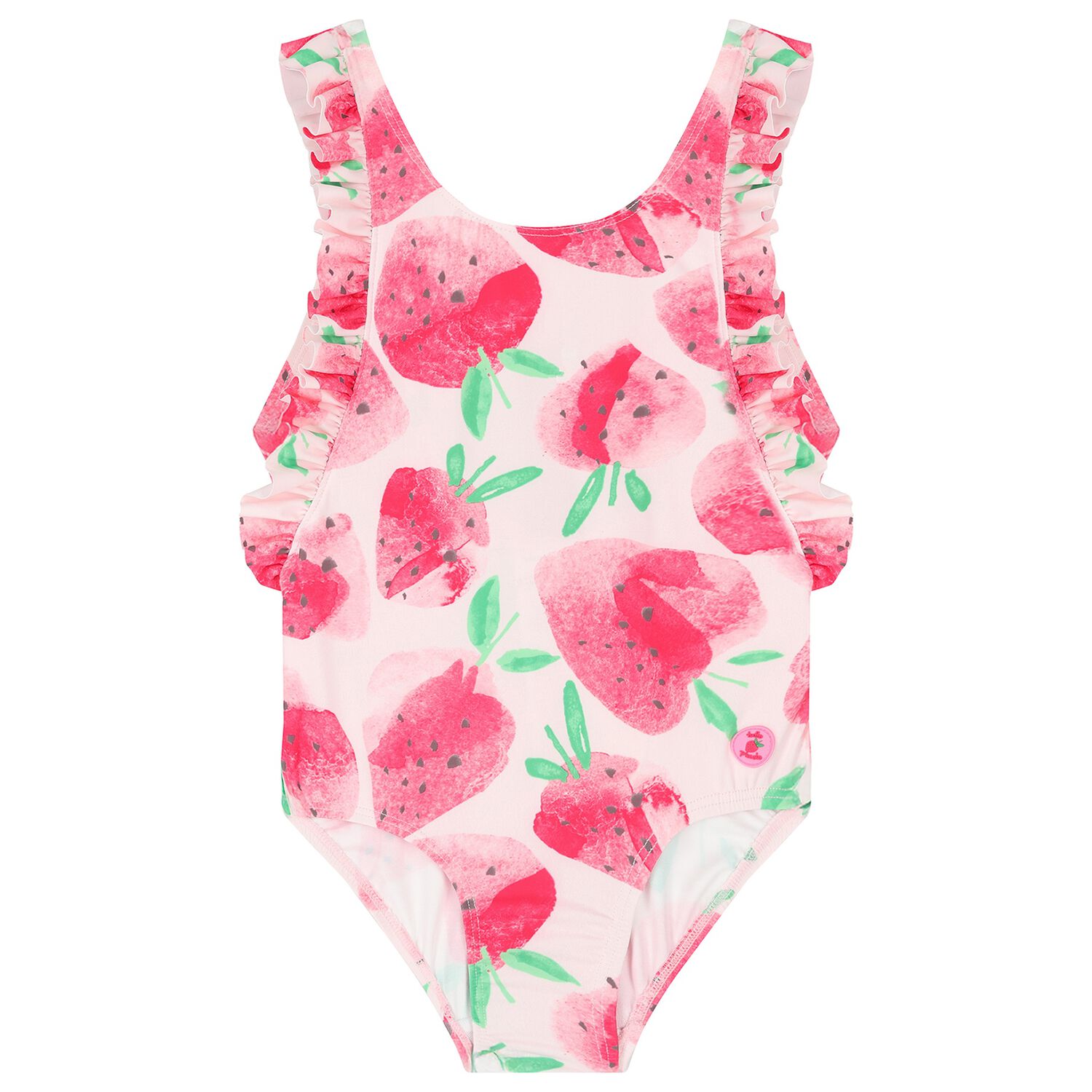 Girls Pink Strawberry Swimsuit, 1, hi-res image number null