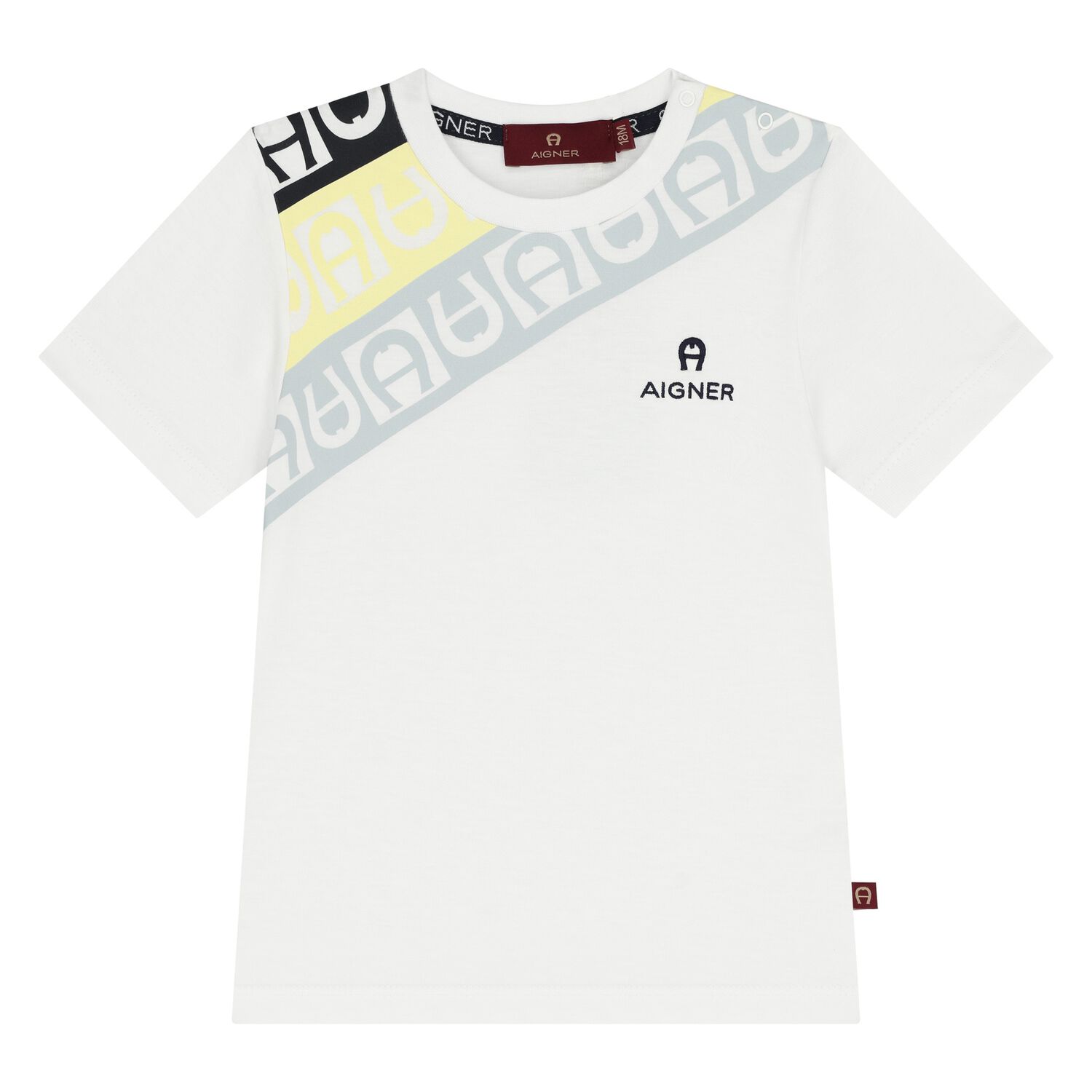 شورت أولاد بالشعار باللون الأبيض, 1, hi-res