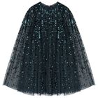 Girls Blue Sequin & Star Cape Dress , 2, hi-res