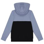 Boys Blue & Black Logo Hooded Zip Up Top, 1, hi-res
