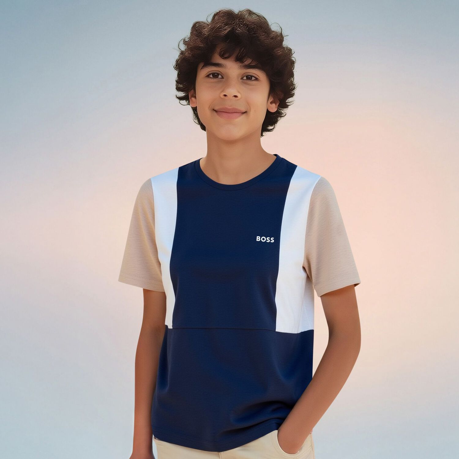 Boys Navy Blue Logo T-Shirt, 2, hi-res image number null