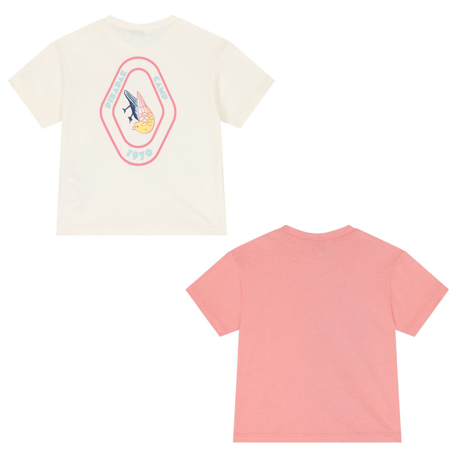 Younger Girls Ivory & Pink Logo T-Shirt ( 2-Pack ), 1, hi-res image number null