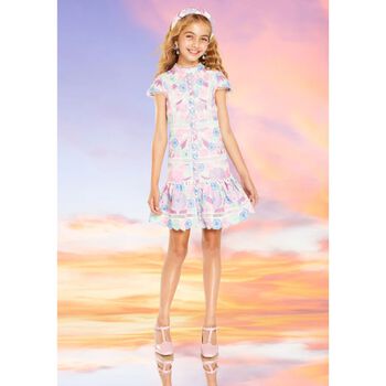Girls White & Pink Floral Dress