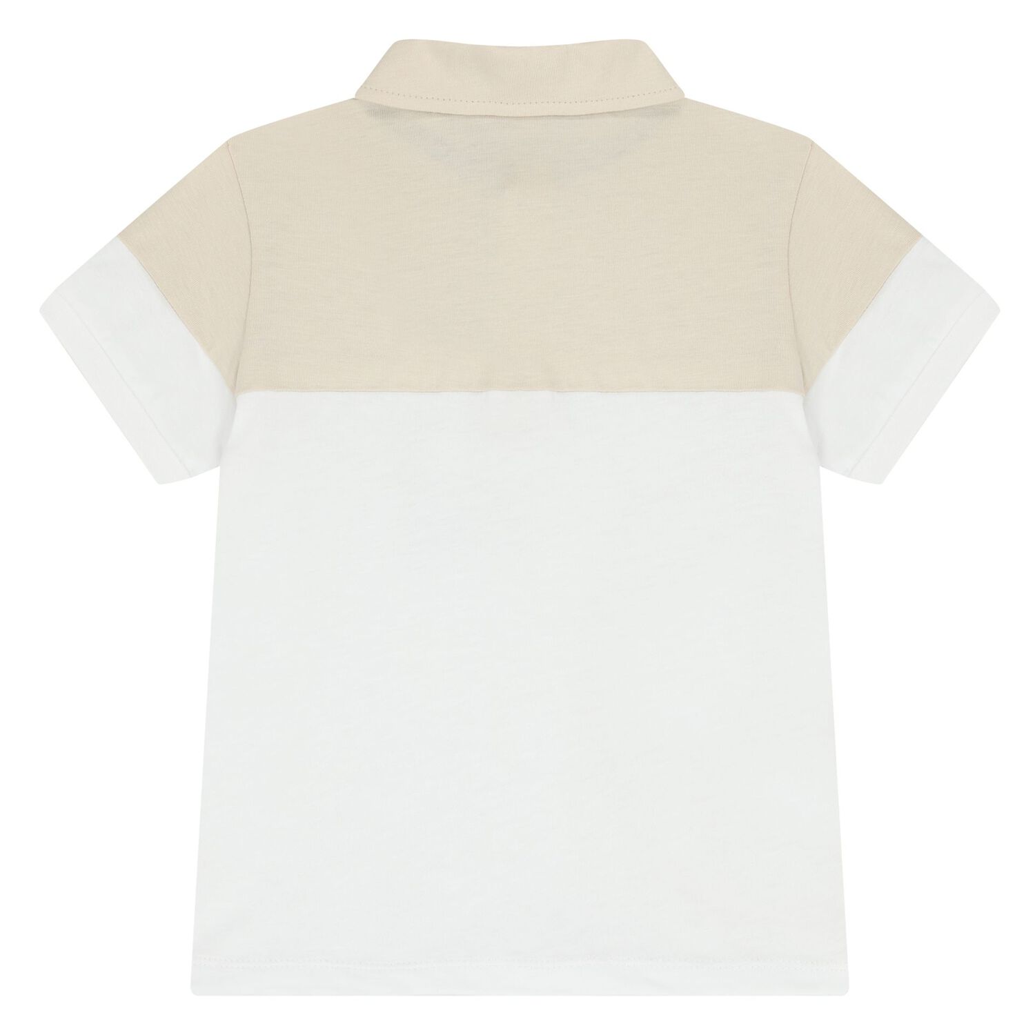 Younger Boys White & Beige Logo Polo Shirt, 1, hi-res