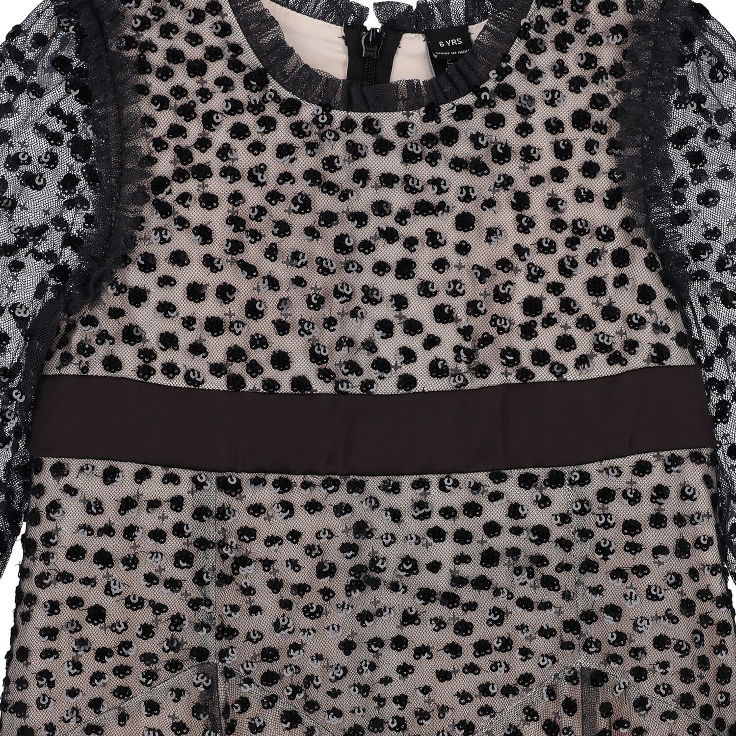 Girls Black Dappled Sequin Embellished Dress, 2, hi-res
