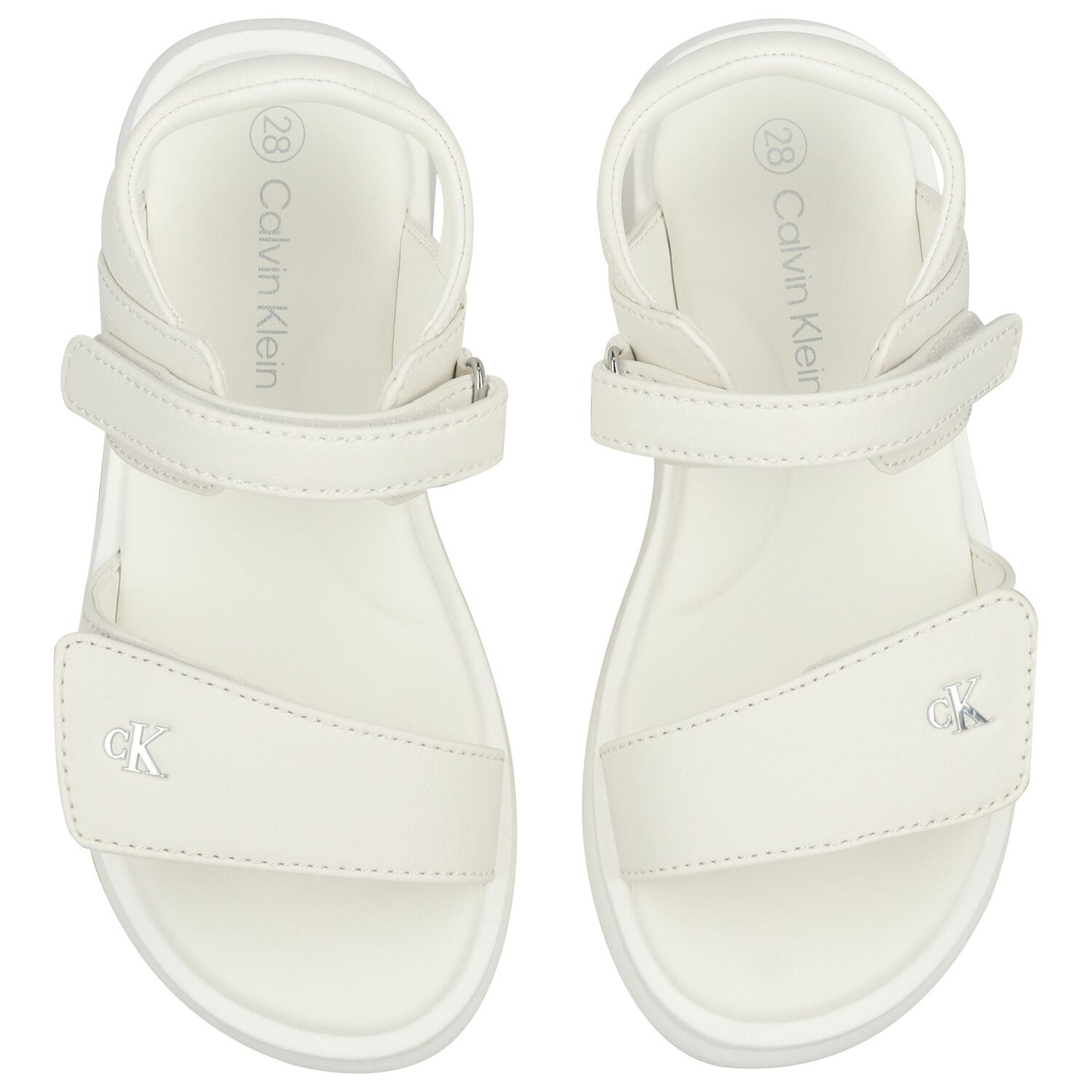 Girls White Logo Sandals, 1, hi-res
