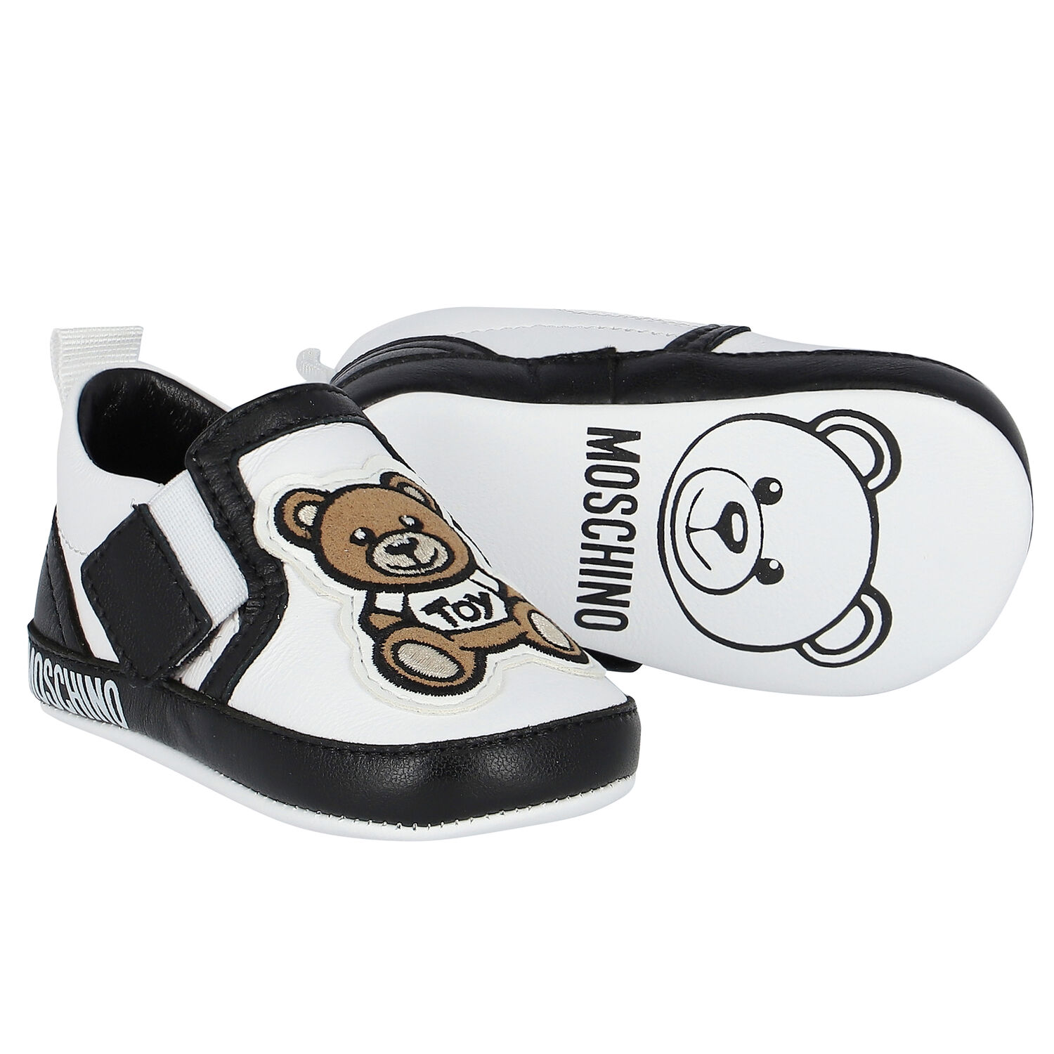 White & Black Teddy Bear Pre Walker Shoes, 1, hi-res