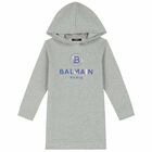 Girls Grey Logo Dress, 1, hi-res