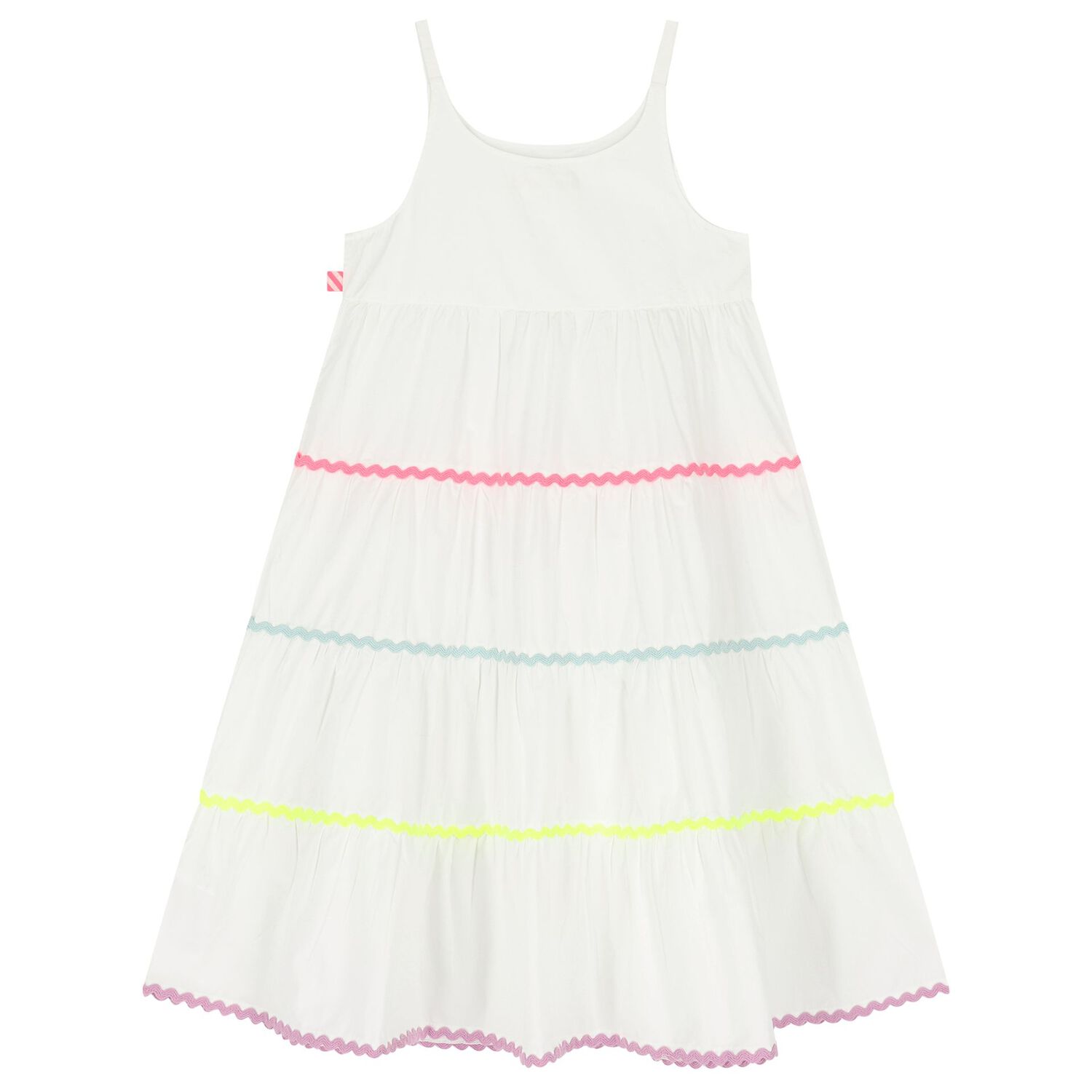 Girls White Tiered Dress, 1, hi-res