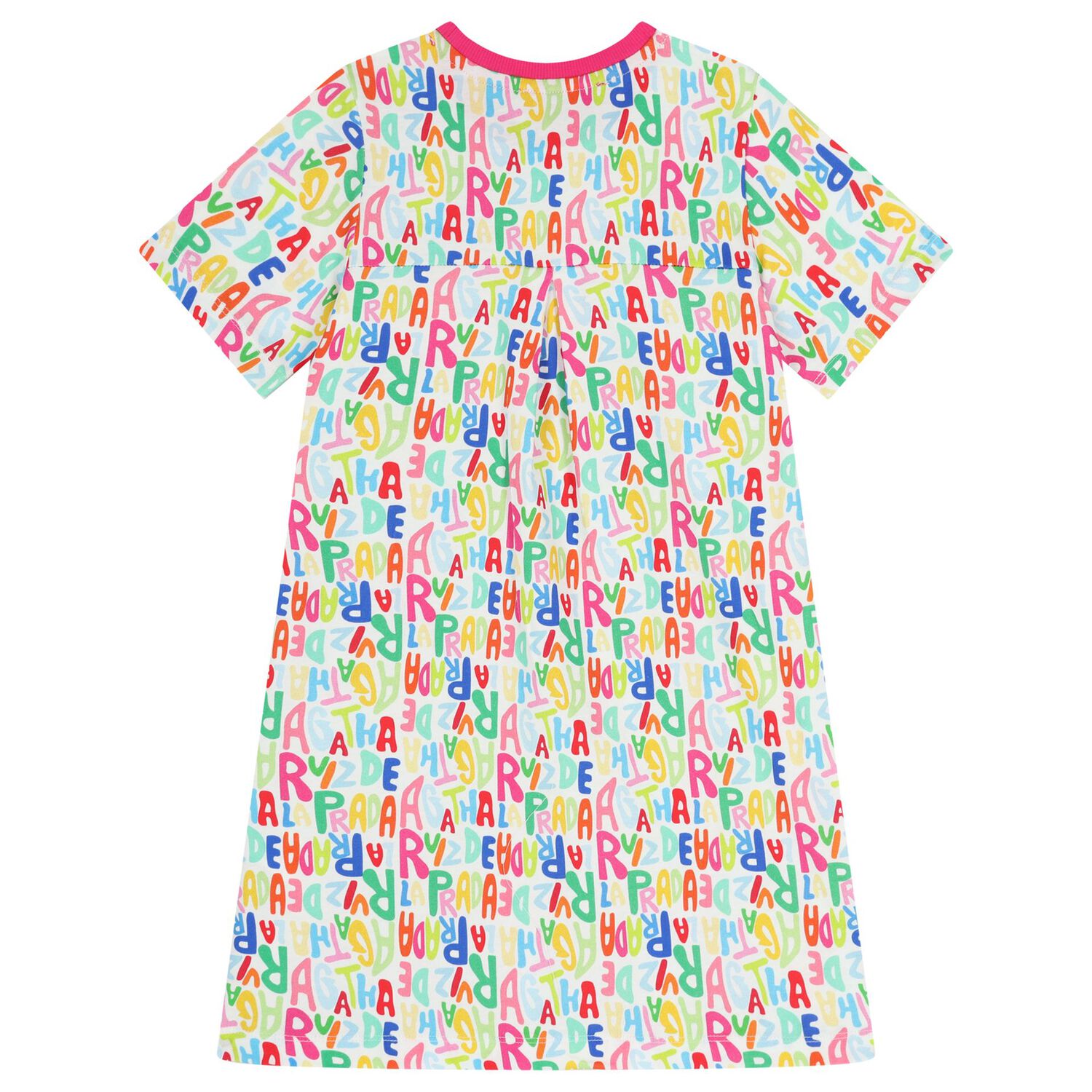 Girls White & Pink Logo T-Shirt Dress, 1, hi-res