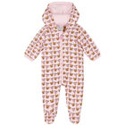 Baby Girls Pink Bear Logo Padded Babygrow, 1, hi-res