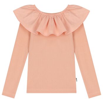 Girls Pink Ruffle Long Sleeve Top