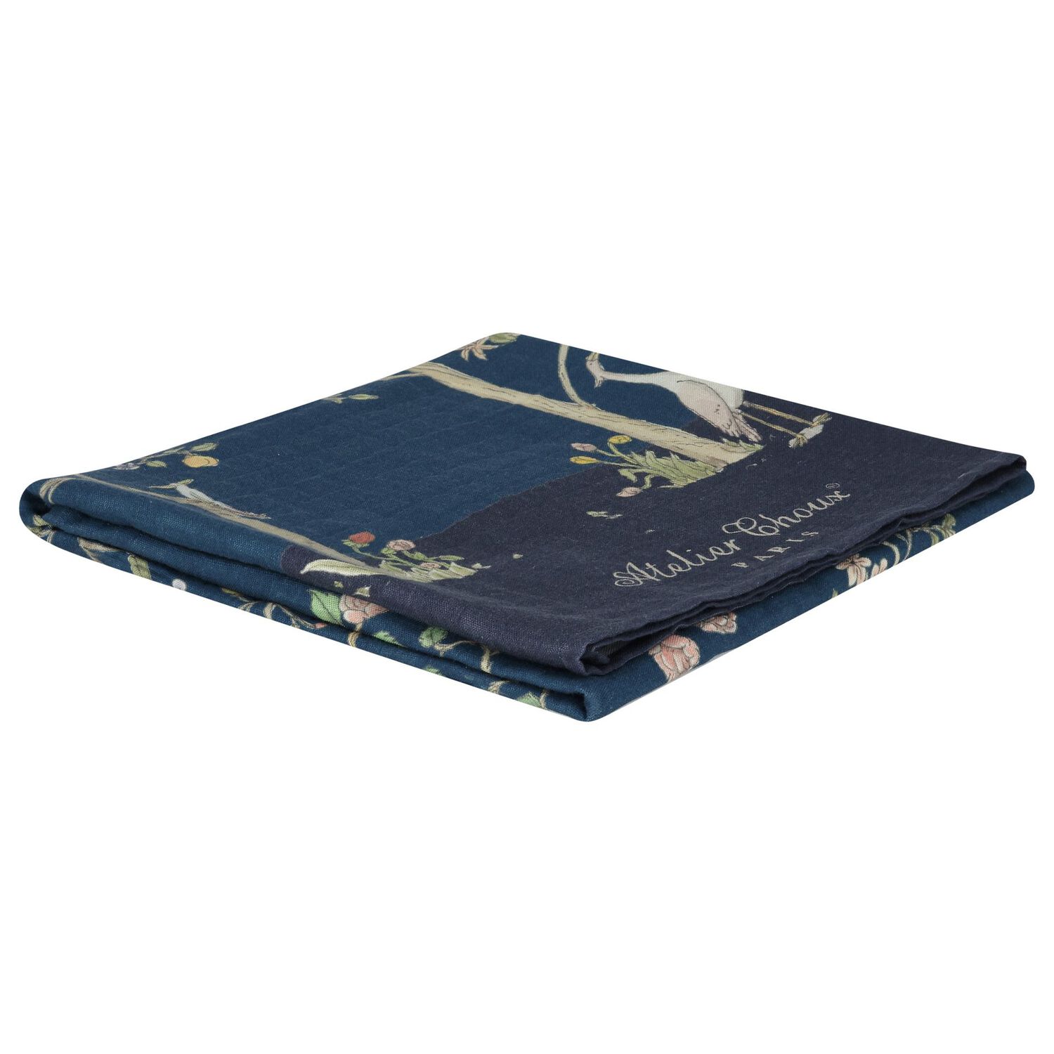 In Bloom Navy Blue Baby Swaddle Carré Blanket, 1, hi-res