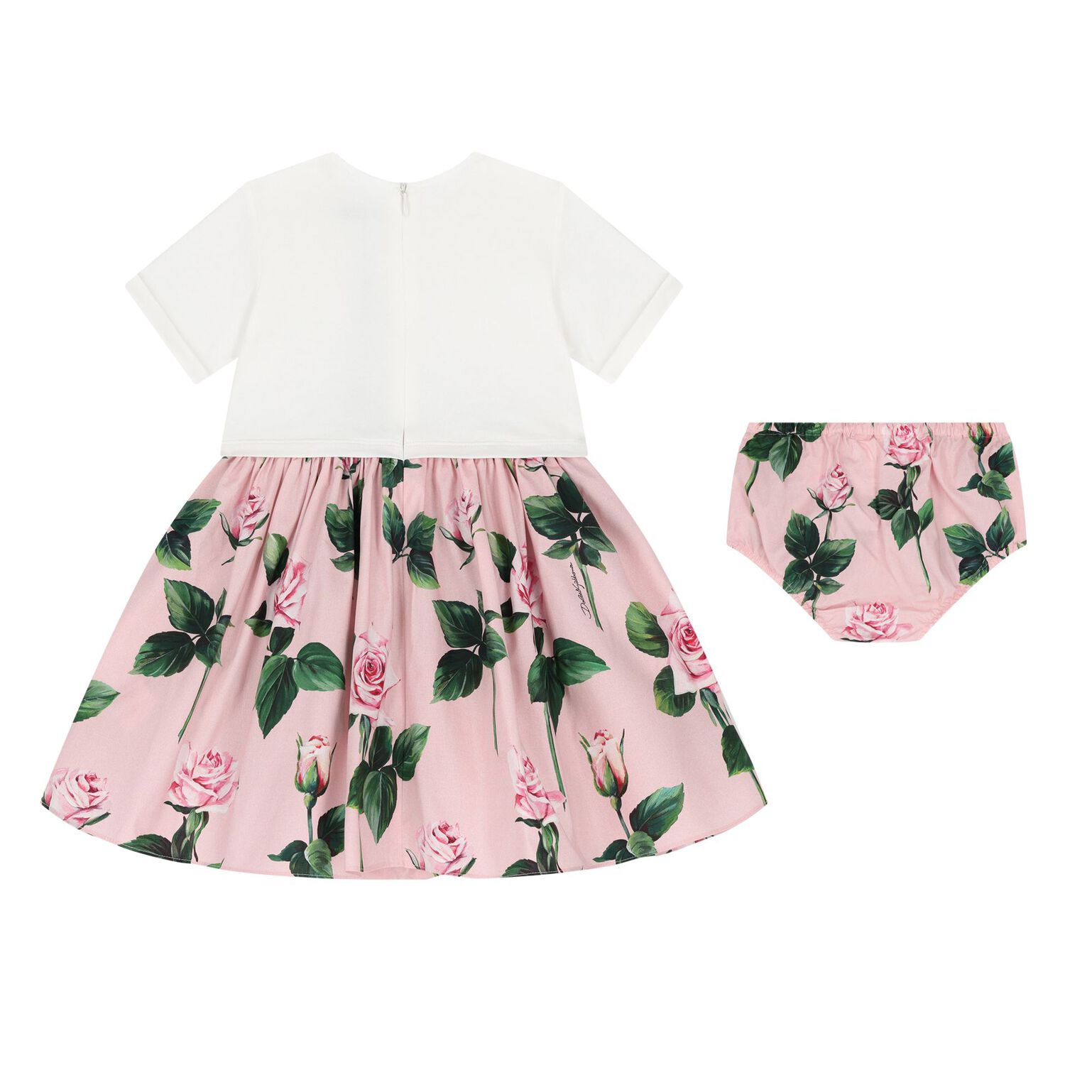 Baby Girls White & Pink Rose Dress Set, 1, hi-res image number null