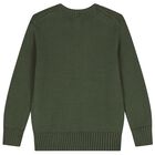 Boys Green Polo Bear Knitted Sweatshirt, 1, hi-res