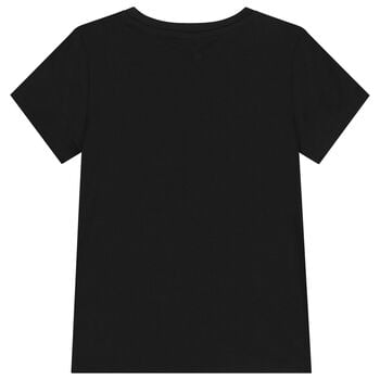 Girls Black Logo Rhinestone T-Shirt