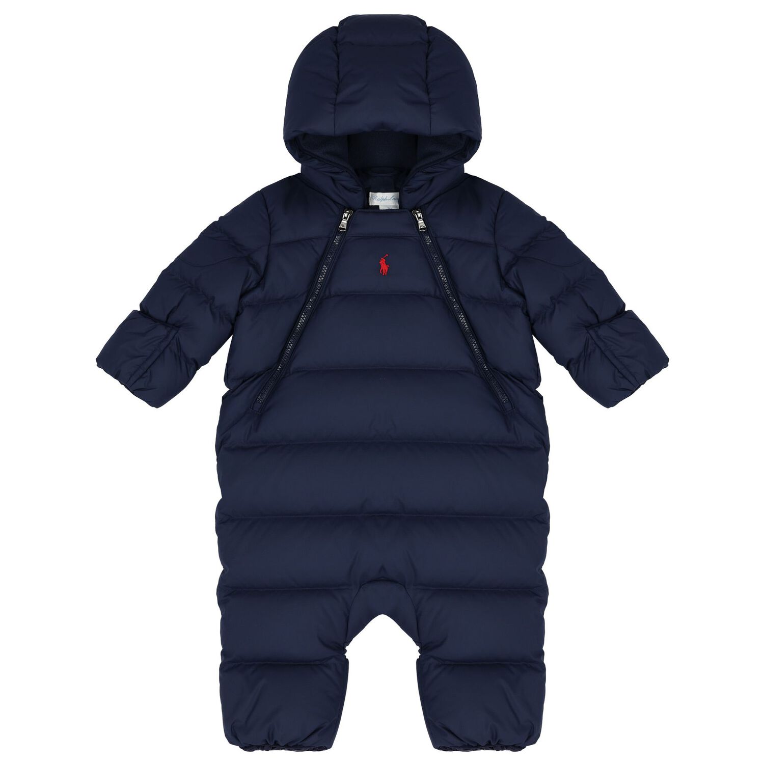 Baby Boys Navy Logo Snowsuit, 1, hi-res