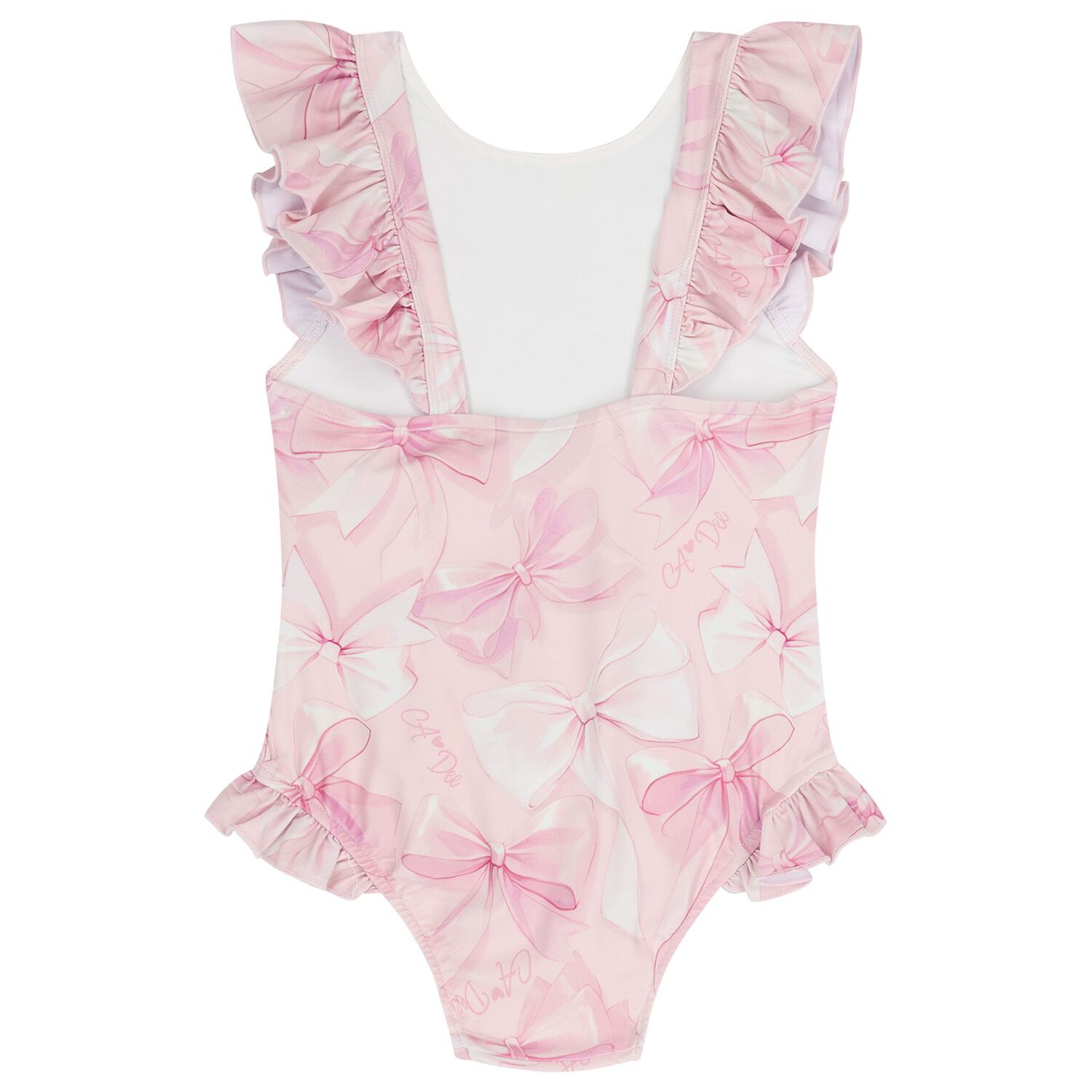 Girls Pink Bow Swimsuit, 1, hi-res