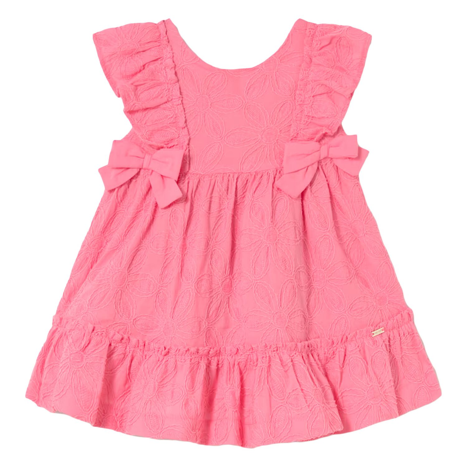 Younger Girls Pink Embroidered Dress, 2, hi-res