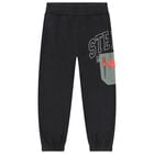 Boys Black & Green Logo Joggers, 1, hi-res