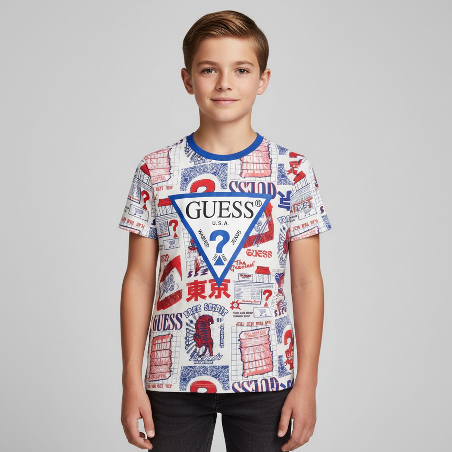 Boys White Logo T-Shirt, 3, hi-res