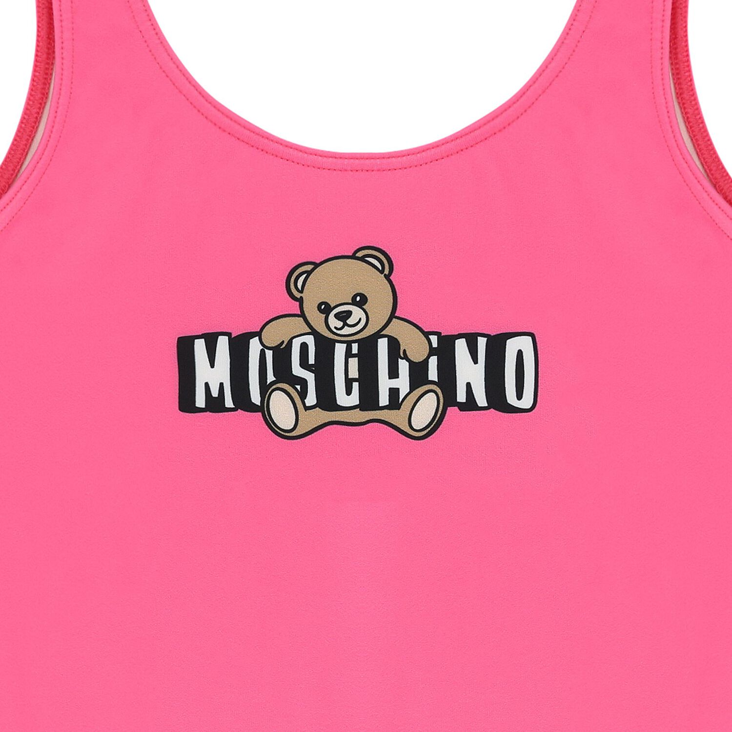 Girls Pink Teddy Bear Logo Swimsuit, 2, hi-res